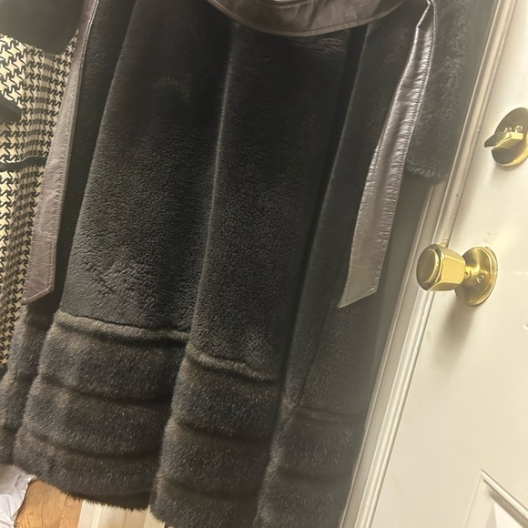 STERLING STALL CANADA Vintage MOB WIFE  Chocolate Double Breasted Faux Fur S 12 - Picture 11 of 12